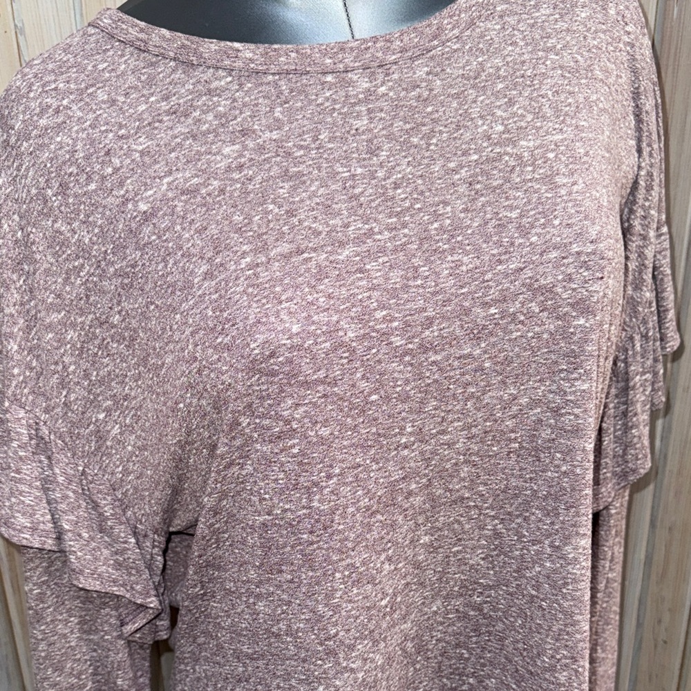 Time and Tru Women's Heathered Mauve Long Sleeve Top - Picture 5 of 5